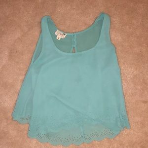 loose teal blouse